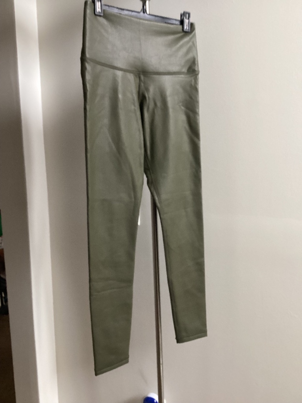 Olive faux leather leggings